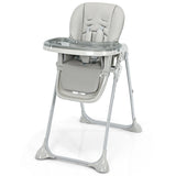 Baby Foldable Convertible High Chair with Adjustable Height Recline-Grey