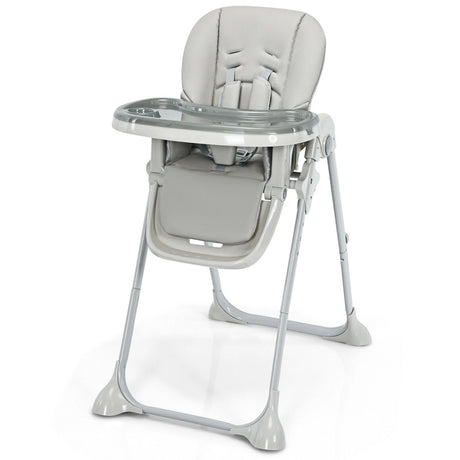 Baby Foldable Convertible High Chair with Adjustable Height Recline-Grey