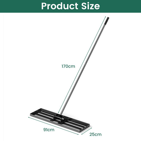 36 x 10 Inch Lawn Leveling Rake with Ergonomic Handle-Black