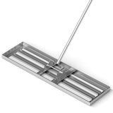 36 x 10 Inch Lawn Leveling Rake with Ergonomic Handle-Silver