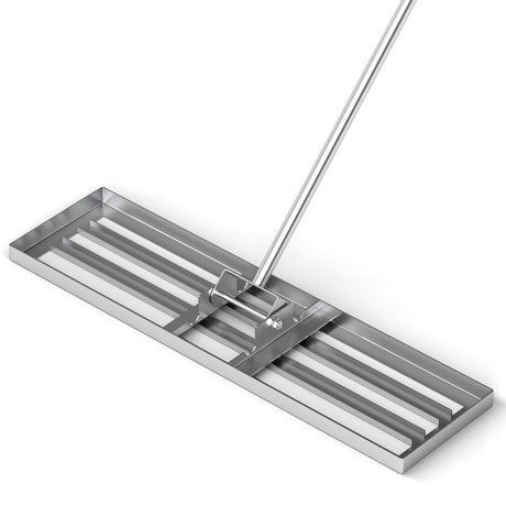 36 x 10 Inch Lawn Leveling Rake with Ergonomic Handle-Silver