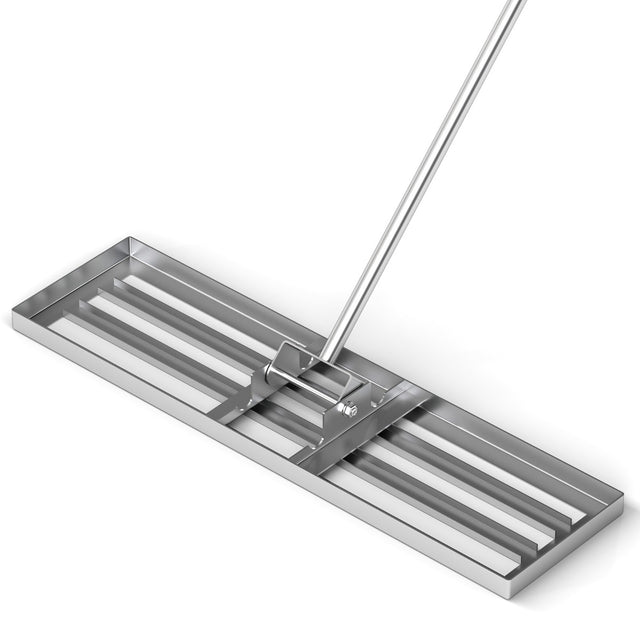 36 x 10 Inch Lawn Leveling Rake with Ergonomic Handle-Silver