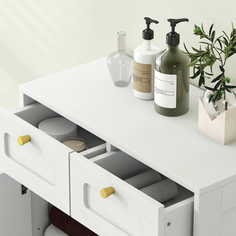 HOMCOM Bathroom Floor Cabinet with 2 Drawers - White
