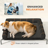 PawHut Elevated Dog Bed with Removable Bolsters, Raised Dog Bed for Medium Breeds, Portable Indoor & Outdoor Pet Cots, Black