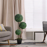 HOMCOM Decorative Artificial Tree Boxwood Ball Topiary Tree in Pot Fake Plant for Home Indoor Outdoor Decor, 90 cm, Dark Green