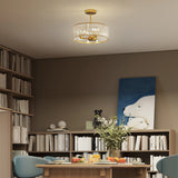 HOMCOM Crystal Ceiling Light Fixture, Semi Flush Mount Modern Crystal Chandelier Ceiling Light for Living Room, Bedroom, Hallway, Dining Room, E14 Base 3-Lights, Bulbs Not Included, Gold Tone