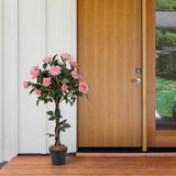 93 CM Artificial Flower Tree Faux Floral Plant with Pine Roses
