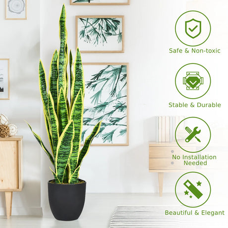 35.5 Inch Indoor-Outdoor Decoration Fake Artificial Snake Plant