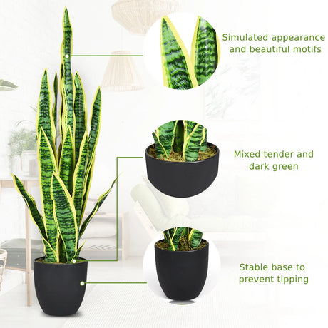 35.5 Inch Indoor-Outdoor Decoration Fake Artificial Snake Plant
