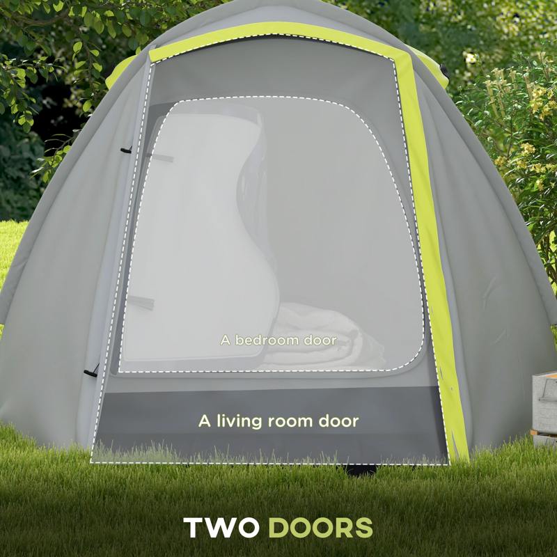 Outsunny Two-Man Dome Tent, with Front Porch and Accessories - Yellow/Grey