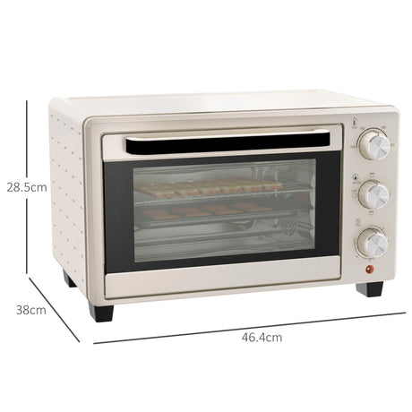 HOMCOM 21L Mini Countertop Oven, 100C-230C Adjustable Temp - White