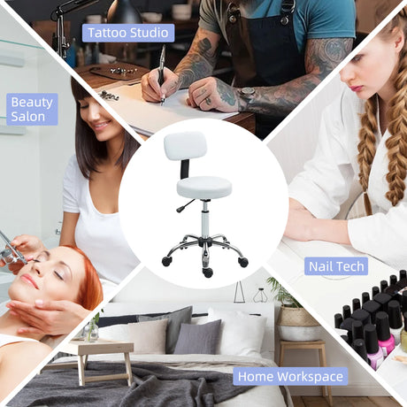HOMCOM 360 Swivel Seat Salon Stool - White