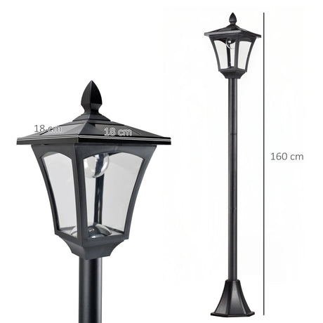 Outsunny 2 Pieces Outdoor Garden Solar Post Lamp Sensor Dimmable LED Lantern Bollard Pathway 1.6M Tall  Black