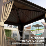 Outsunny 3 x 3(m) Metal Hardtop Gazebo, with Curtains and Accessories - Brown