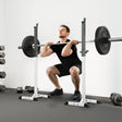 HOMCOM Heavy Duty Weight Bar Barbell Squat Stand Barbell Rack Spotter, for Home, Gym - Black