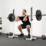 HOMCOM Heavy Duty Weight Bar Barbell Squat Stand Barbell Rack Spotter, for Home, Gym - Black