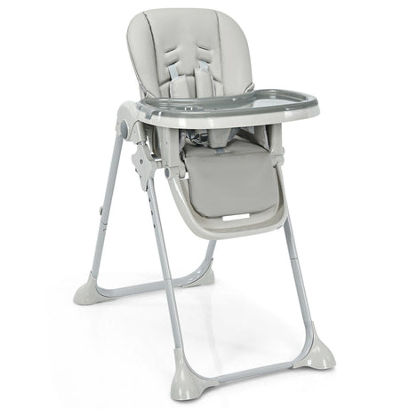 Baby Foldable Convertible High Chair with Adjustable Height Recline-Grey