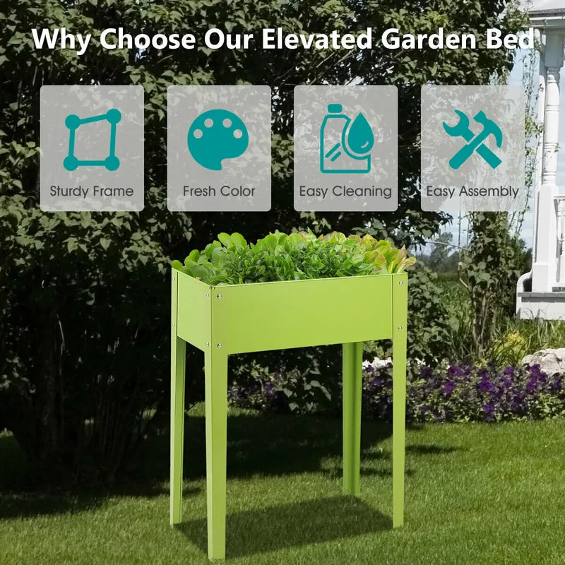 Metal Garden Bed with 2 Bottom Drainage Holes for Planter