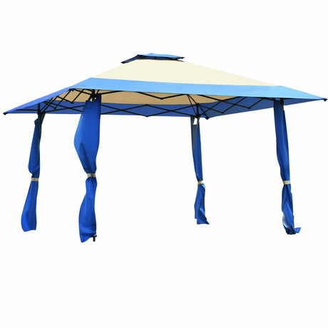 13 Feet x 13 Feet Pop Up Canopy Tent Instant Outdoor Folding Canopy Shelter-Blue