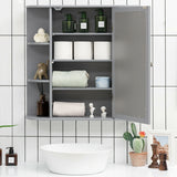 Multipurpose Mount Wall Surface Bathroom Storage Cabinet with Mirror-Gray