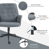 HOMCOM Linen Computer Chair with Armrest, Modern Swivel Chair with Adjustable Height, Dark Grey