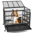 96CM/120CM Foldable Heavy-Duty Metal Dog Cage with Lockable Rolling Casters-S