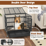 96CM/120CM Foldable Heavy-Duty Metal Dog Cage with Lockable Rolling Casters-S