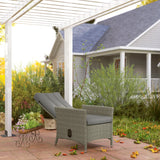 Outsunny 105-150 Reclining Rattan Chair - Grey