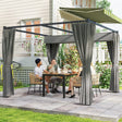 Outsunny 3 x 3m Moving Canopy Metal Pergola, with Curtains - Grey