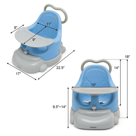 6-in-1 Convertible Baby Booster Seat with Tray Wheels-Blue