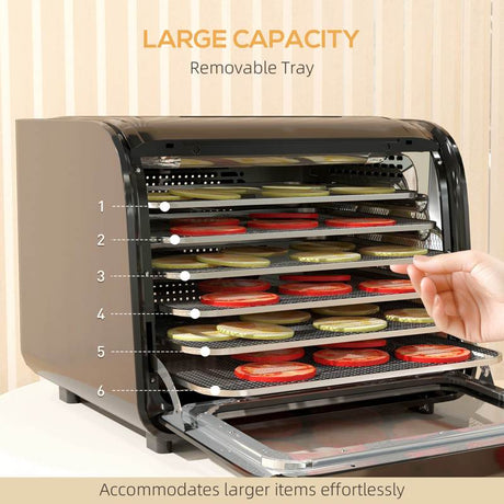 HOMCOM 35-70°C Six-Tray Food Dehydrator - Black