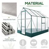 Outsunny 6x8 FT Polycarbonate Greenhouse with Base and Raised Bed, Walk-in Greenhouse with Aluminium Frame, Temperature Controlled Window, Foundation for Plants, Flowers, Vegetable