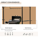 Outsunny Metal Smoking Gazebo Marquee Garden Patio BBQ Tent Grill Canopy Awning Shelter - Coffee