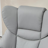 HOMCOM 360 Swivel Recliner Chair with Footstool, PU Leather Manual Recliner Armchair with Footstool, Solid Wood Base, Upholstered Reclining Chair for Living Room, Bedroom, Office, Light Grey