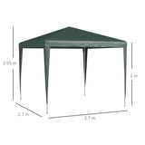 Outsunny 2.7m x 2.7m Garden Gazebo Marquee Party Tent Wedding Canopy Outdoor(Dark Green)