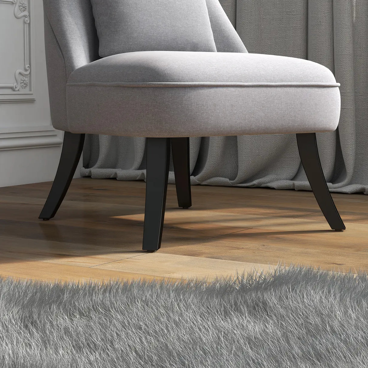 HOMCOM Tub Chair, Armless Single Sofa, Modern Button Tufted Armchair, Upholstered Linen Fabric Longue Accent Chair for Living Room, Bedroom, Set of 2, Grey