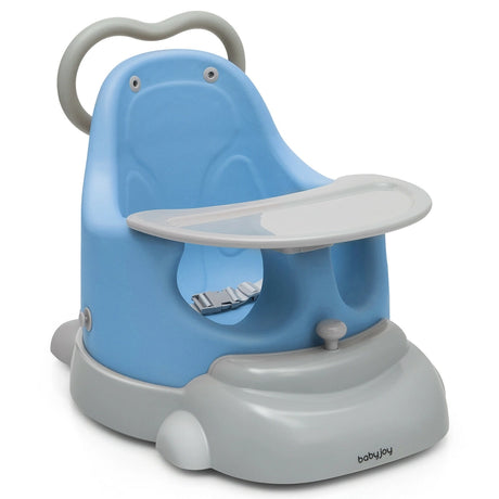 6-in-1 Convertible Baby Booster Seat with Tray Wheels-Blue