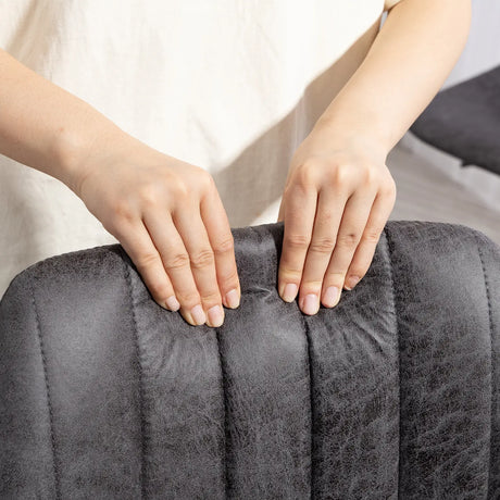 HOMCOM Set of 2 Leathaire Tub Bar Stools -  Charcoal Grey