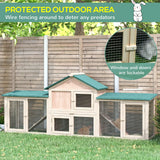 PawHut Guinea Pigs Hutches, 210Lx45.5Wx84.5H cm, Fir Wood-Natural Wood Colour