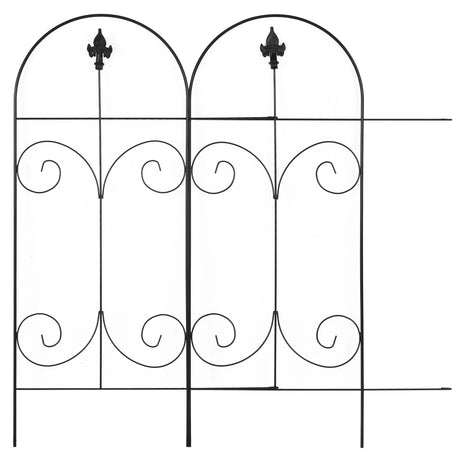 Outsunny Decorative Garden Fencing, 16PCs 44in x 25ft Outdoor Picket Fence Panels, Rustproof Metal Wire Landscape Flower Bed Border Edging, Black