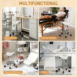 HOMCOM Salon Saddle Stool, Rolling Saddle Chair for Massage, Spa, Clinic, Beauty, Hairdressing and Tattoo, White
