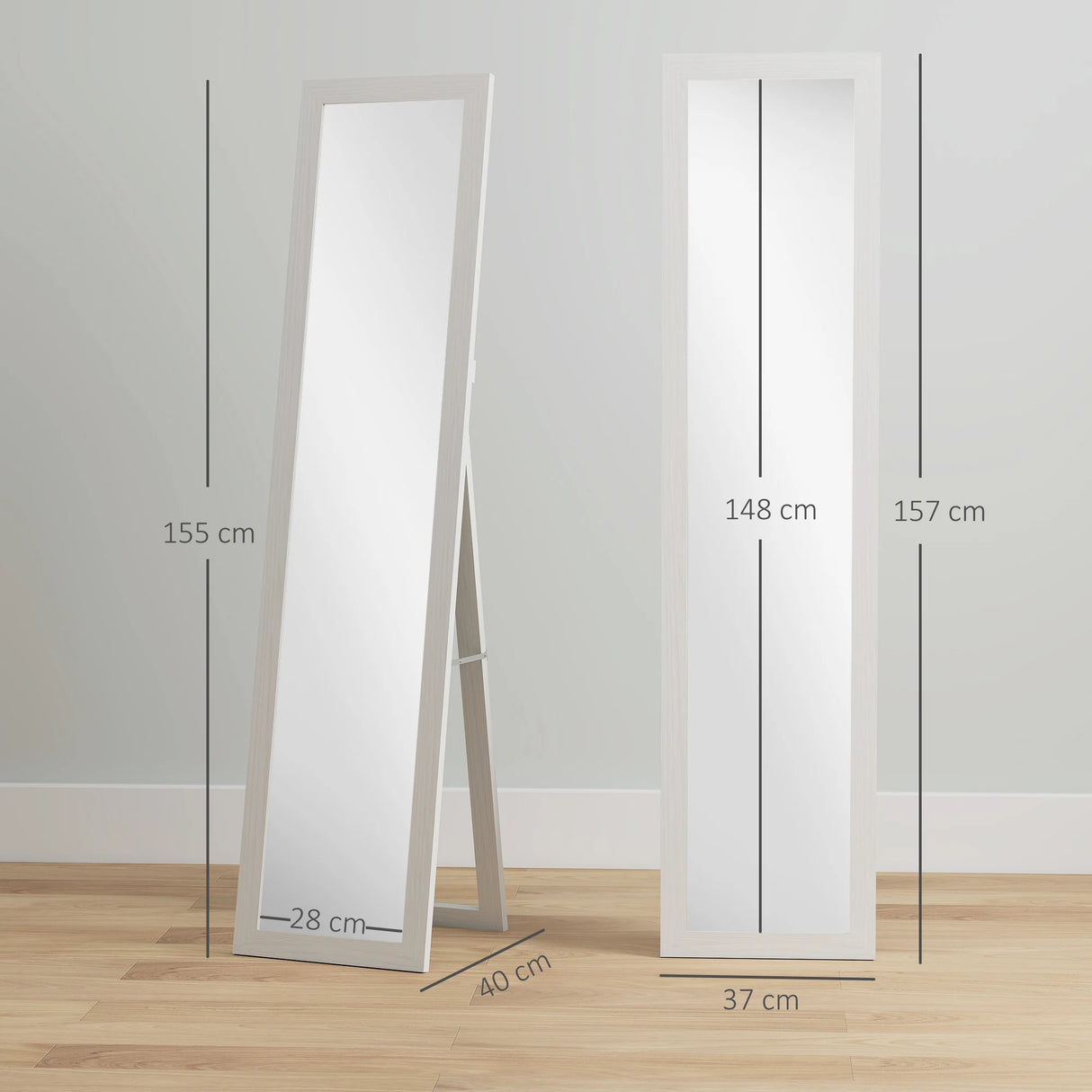 HOMCOM 37 x 157 cm Full Length Mirror - White