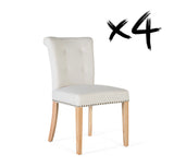 Giner and Colomer  Set Of 2 Chairs Upholstered In Light Beige Fabric With Wooden Legs