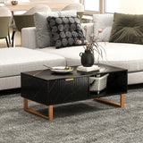 HOMCOM Elegant Marble Effect Storage Coffee Table - Black