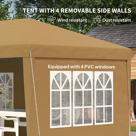 Outsunny 3 x 6m Pop-Up Gazebo, with Removable Walls -  Khaki