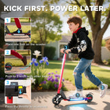 SPORTNOW Folding Electric Scooter for Kids, with Dual Brakes, Front Suspension, LED Colourful Lights, Red