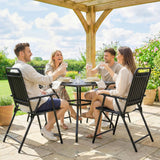 Outsunny Folding Garden Chairs, Garden Dining Chairs with Plastic Slatted Seat Back, Armrests, Steel Frame, Set of 4, Black