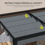 Outsunny Pergola Cover Roof, 2.86 x 2.45 m Retractable Sun Shade Top for 3 x 2m Pergola Frame, UV30+ Protected, Dark Grey