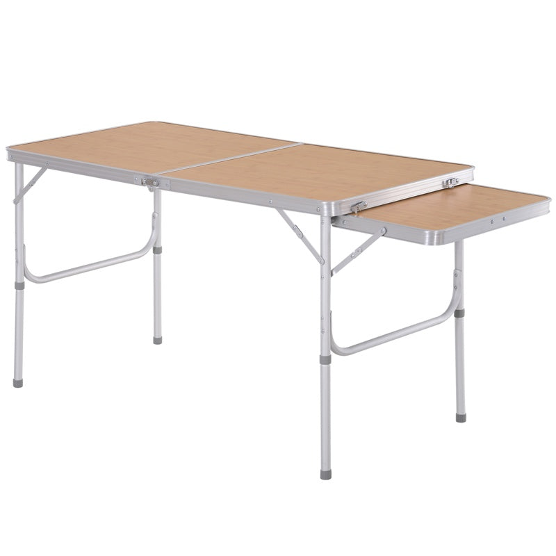 Outsunny Aluminium MDF-Top 4ft Folding Portable Outdoor Table Silver