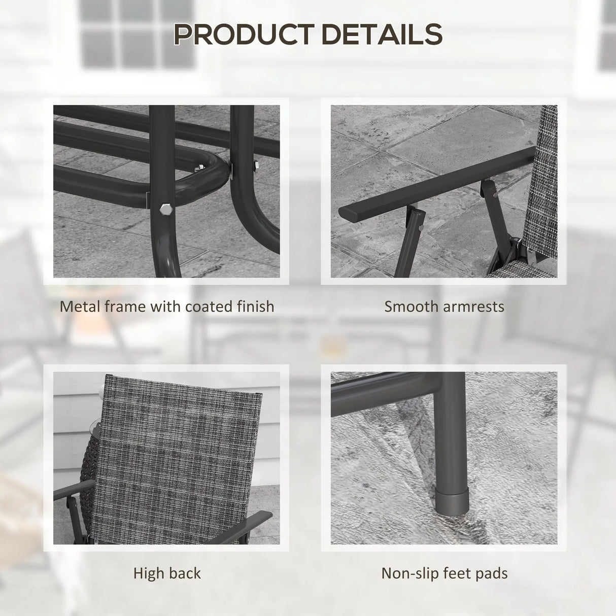 Outsunny Four-Piece Metal Garden Sofa Set - Mixed Grey